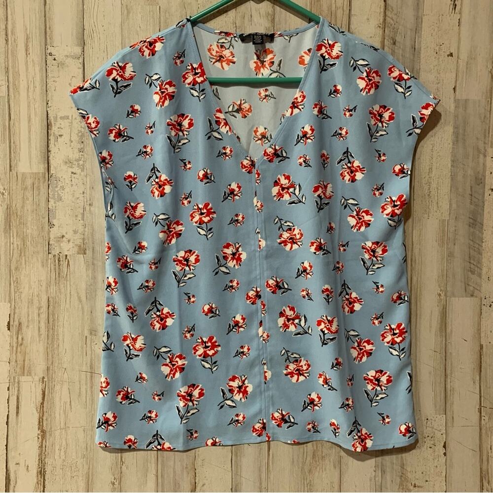 Hilary Radley Blue Floral Blouse